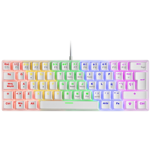 Teclado MARS GAMING MK60 MECHANICAL 60% KEYBOARD, FRGB CHROMA, ANTI-DUST BLUE, WHITE, PORTUGUESE