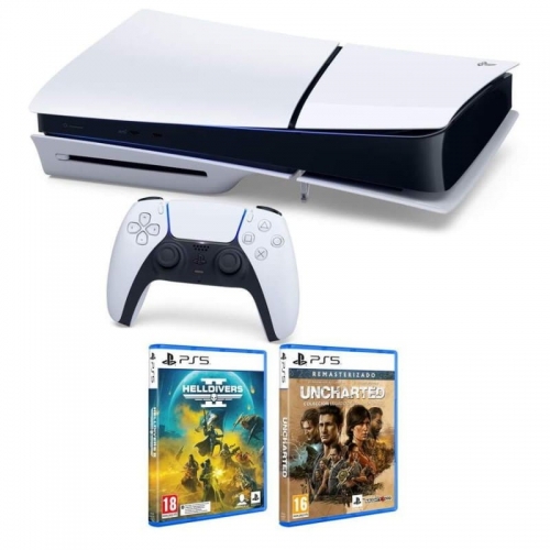 Consola SONY PlayStation 5 (PS5) Slim 1TB + Helldrivers 2 + Uncharted Branco 