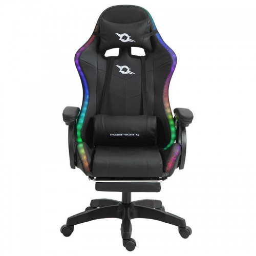 PowerGaming LED RGB Cadeira 7 pontos massagem Apoio para pés Preto