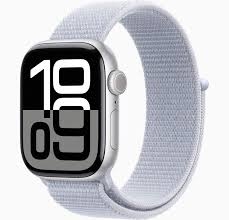 APPLE WATCH SERIES 10 42MM SILVER ALUMINIUM CASE WITH BLUE CLOUD SPORT LOOP GPS 