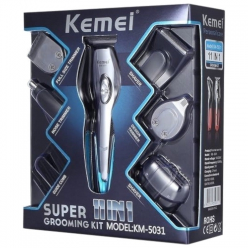 Conjunto de Barbear Kemei KM-5031 11 em 1 Cabelo e Barba